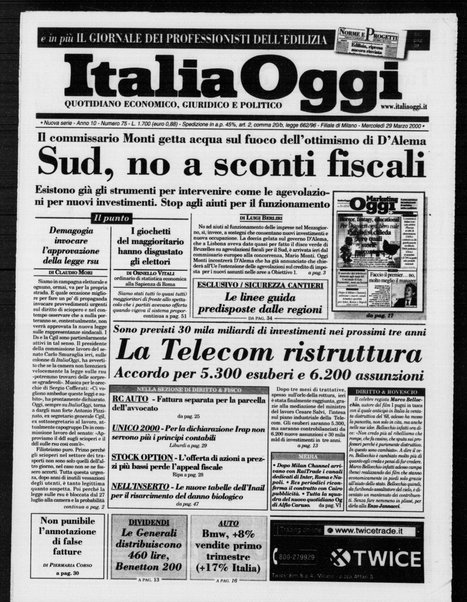 Italia oggi : quotidiano di economia finanza e politica